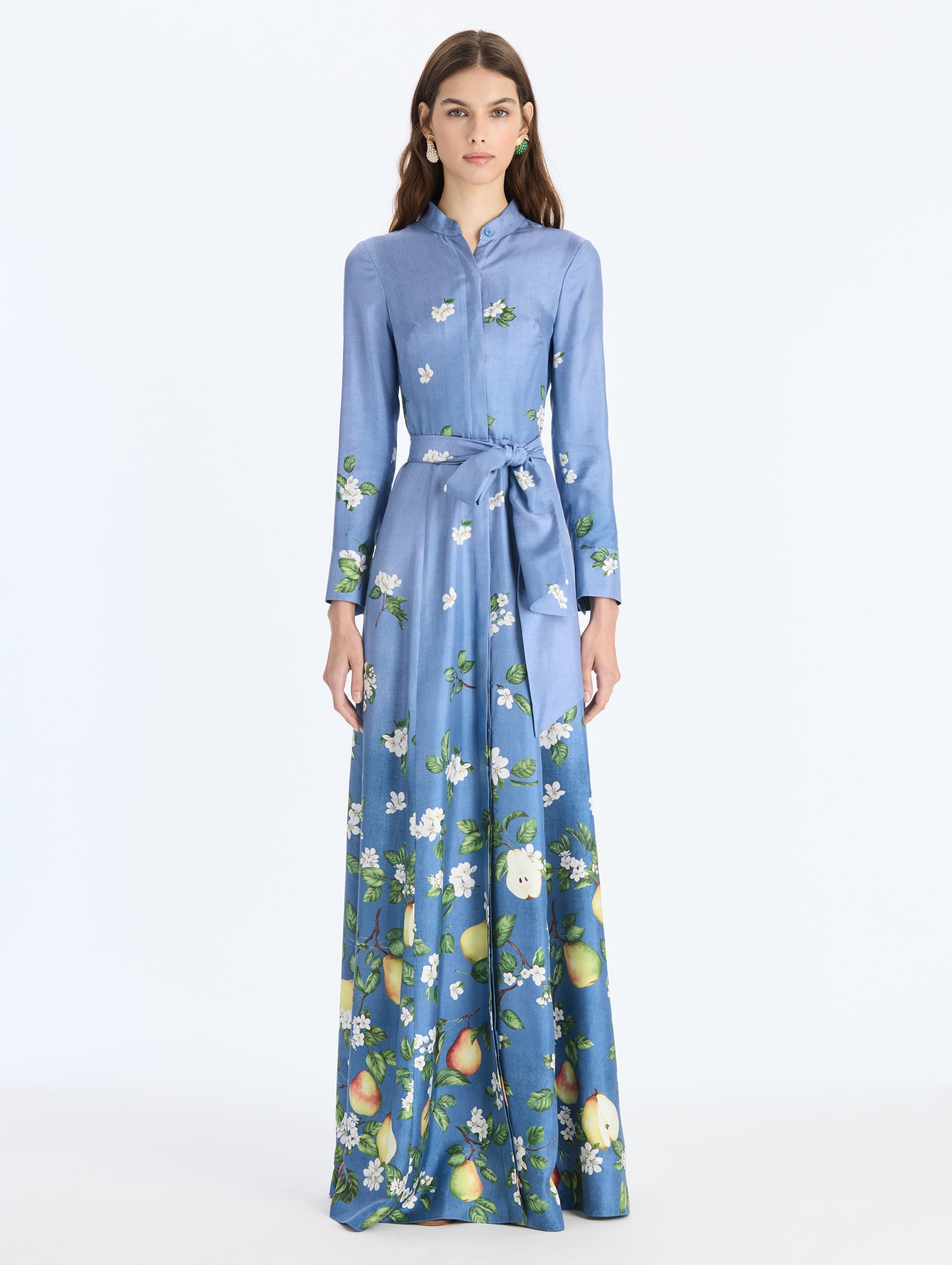Oscar de la Renta Pears Floral Degrade Silk Twill Caftan - Image 1