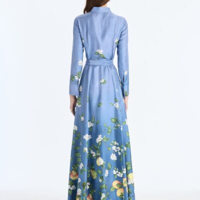 Oscar de la Renta Pears Floral Degrade Silk Twill Caftan - Image 2