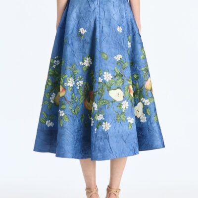 Oscar de la Renta Pears Crushed Satin Circle Skirt - Image 2