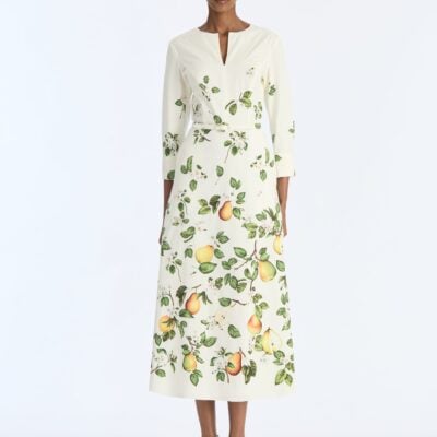 Oscar de la Renta Pearl Floral Degrade Poplin Dress - Image 1
