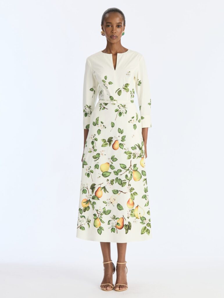Oscar de la Renta Pearl Floral Degrade Poplin Dress - Image 1