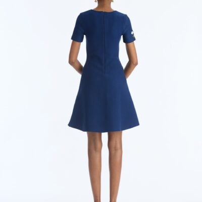 Oscar de la Renta Pear Print Jacquard Fit-and-Flare Knit Dress - Image 2