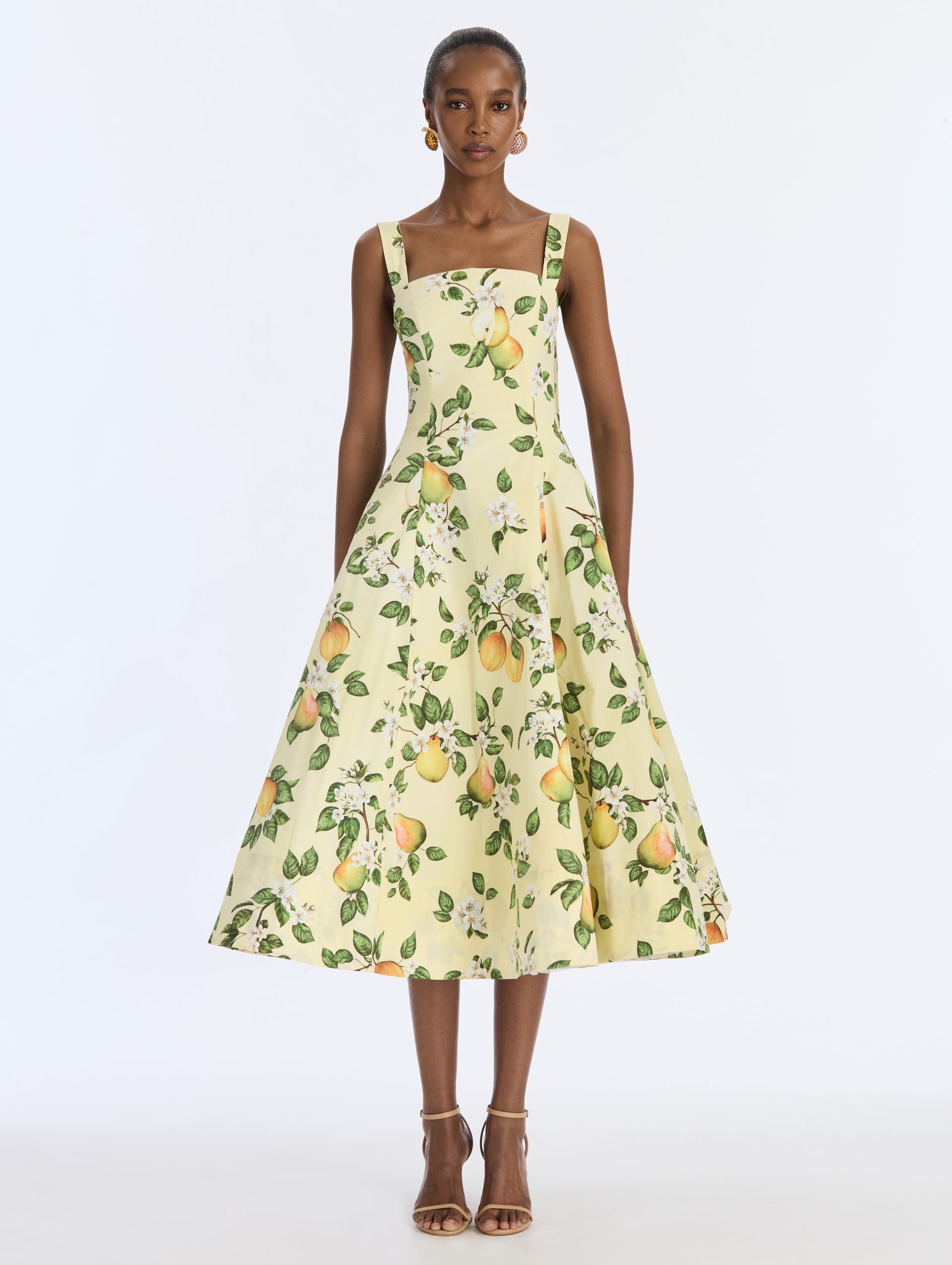 Oscar de la Renta Pear Cotton Poplin Dress - Image 1
