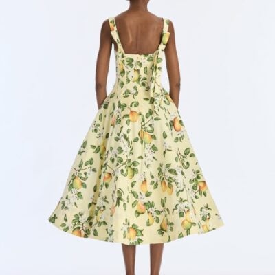 Oscar de la Renta Pear Cotton Poplin Dress - Image 2