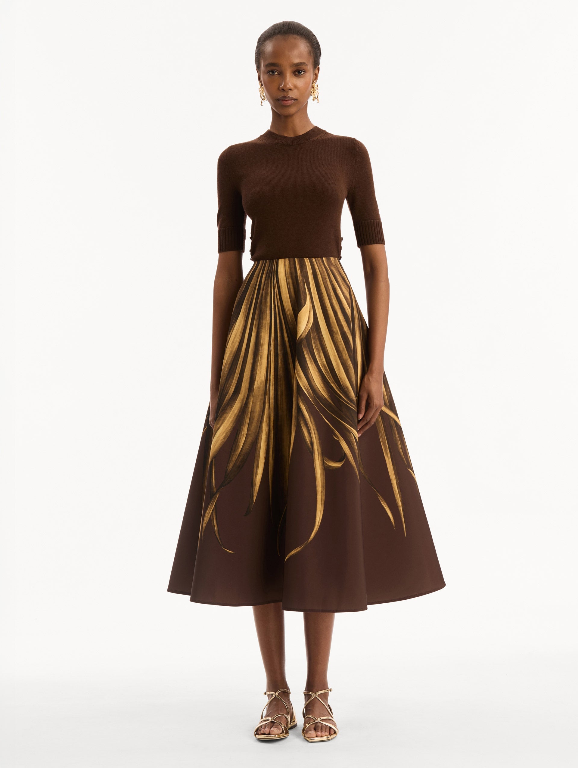 MNODR041026042615753_2 Oscar de la Renta Palm Leaves Faille Skirt - Image 2