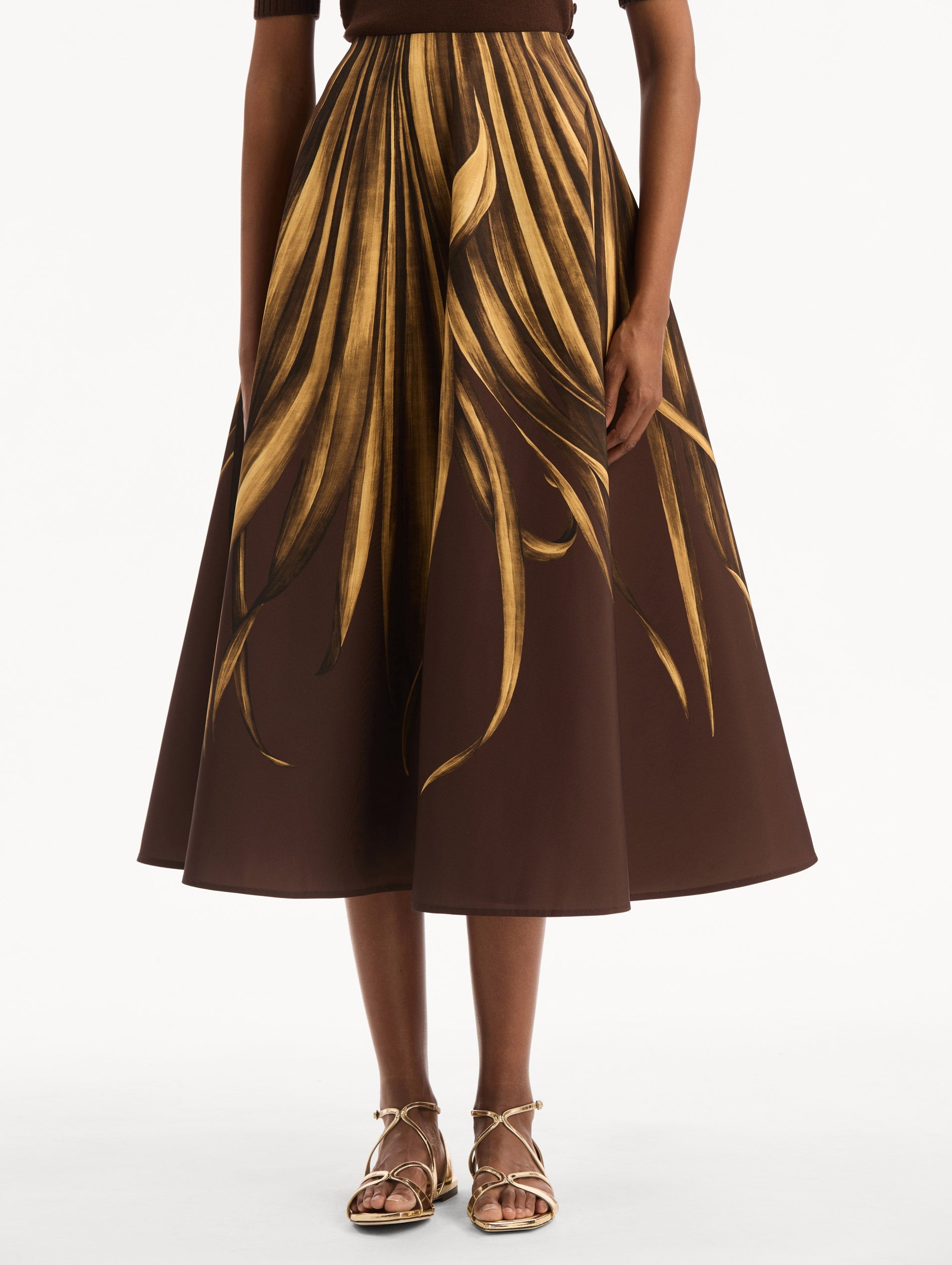 MNODR041026042615753_3 Oscar de la Renta Palm Leaves Faille Skirt - Image 3
