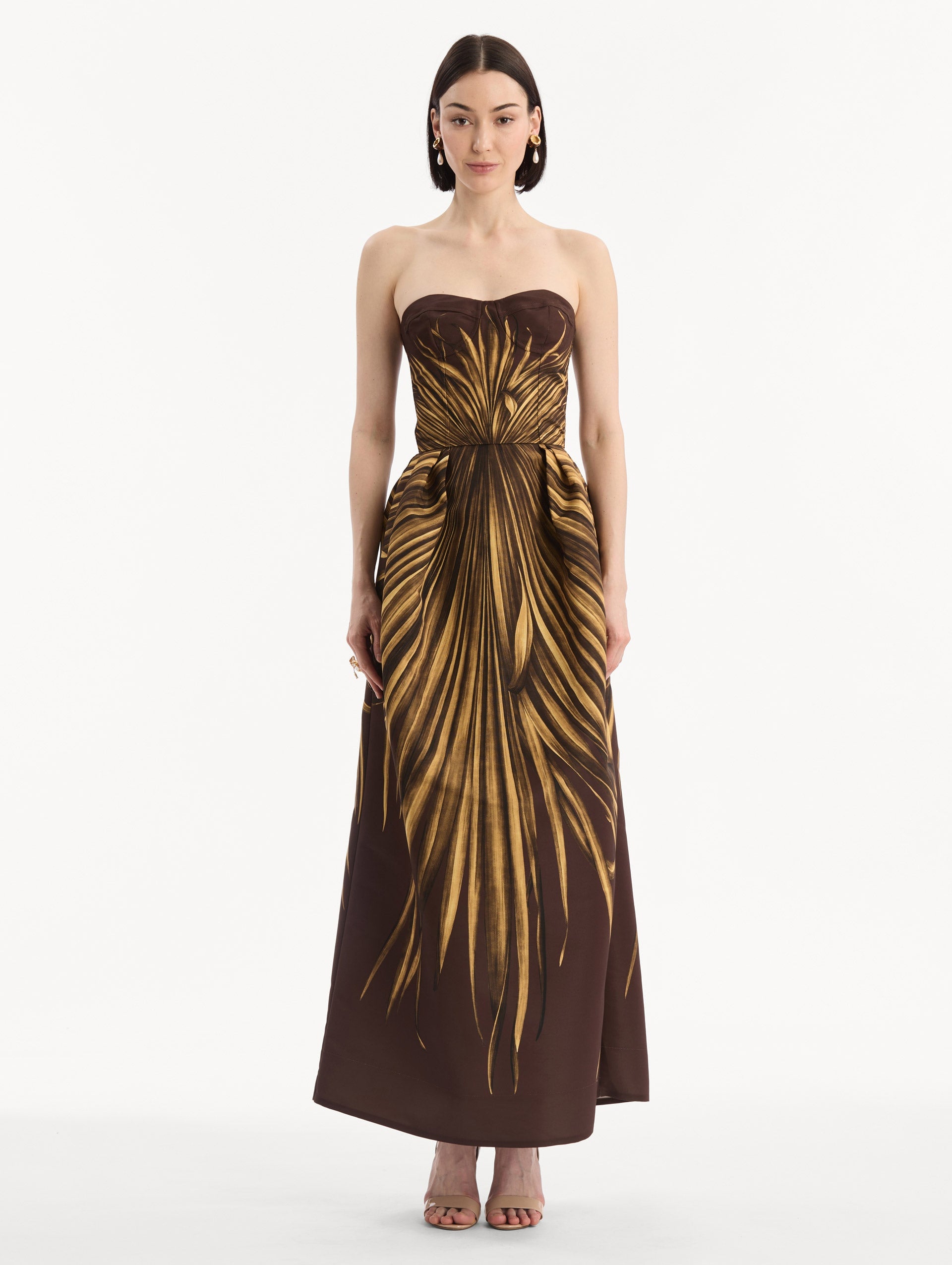 MNODR041026042615754_2 Oscar de la Renta Palm Leaves Faille Gown - Image 2