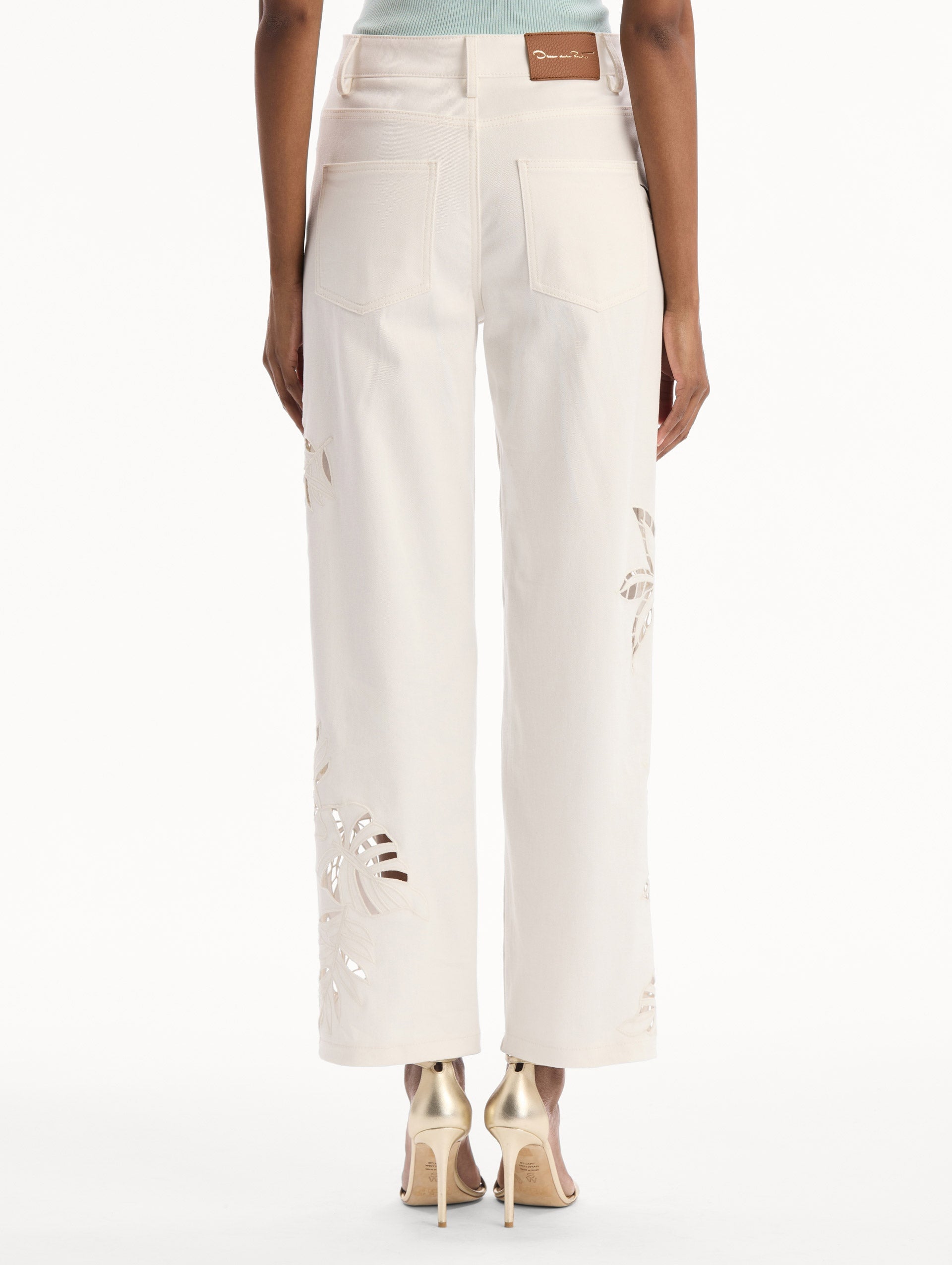 MNODR041026042615755_3 Oscar de la Renta Palm Leaves Cutout Denim Pant - Image 3