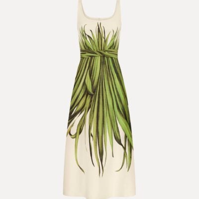 Oscar de la Renta Palm Leaves Cotton Poplin Dress - Image 1