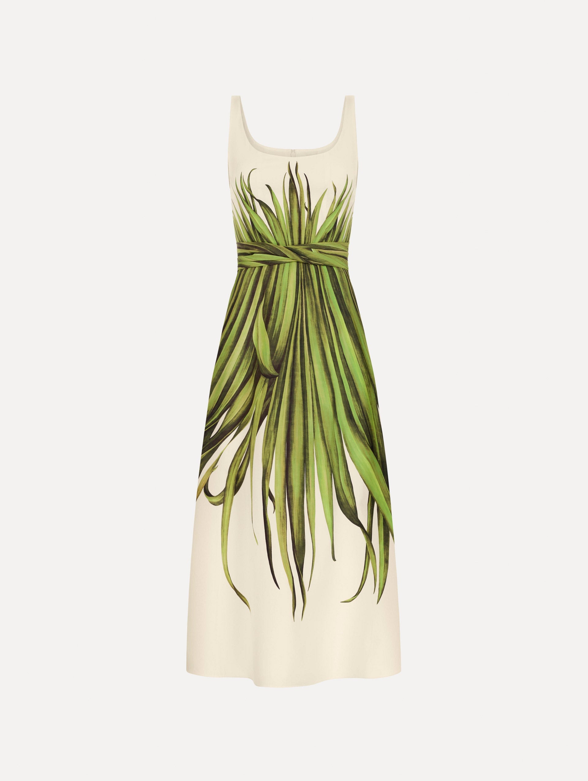 Oscar de la Renta Palm Leaves Cotton Poplin Dress - Image 1
