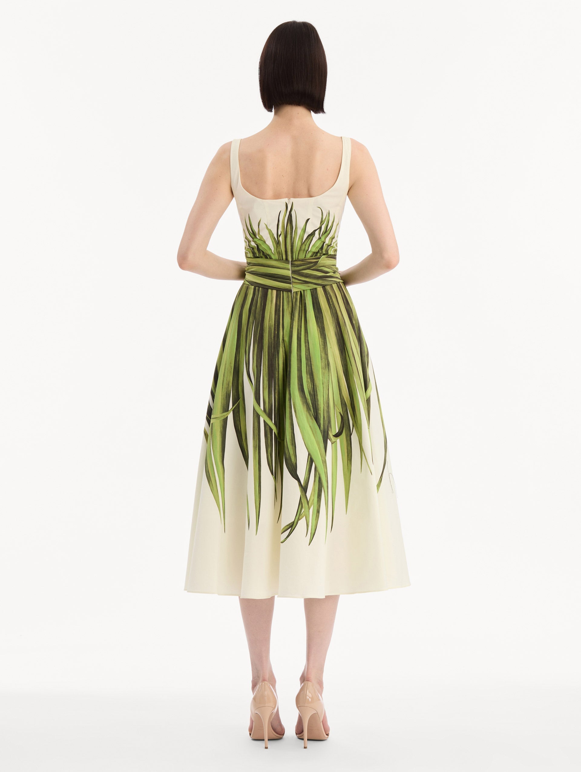 MNODR041026042615756_3 Oscar de la Renta Palm Leaves Cotton Poplin Dress - Image 3