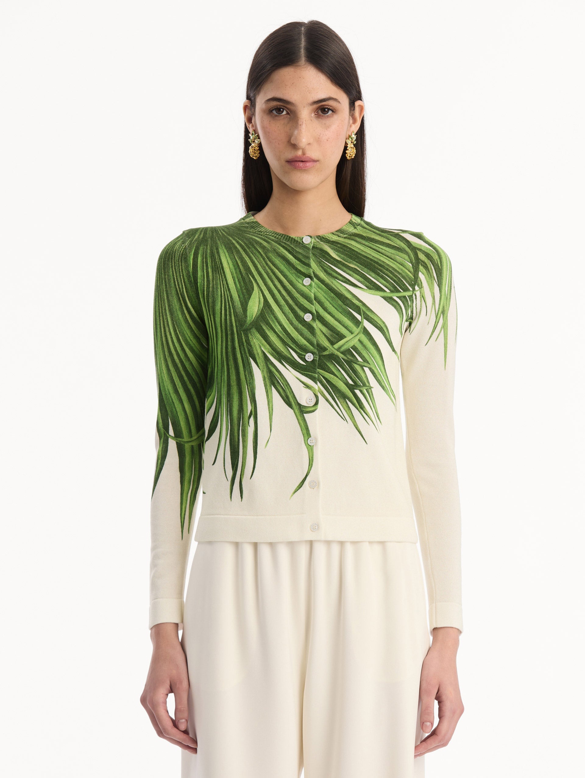 MNODR041026042615757_2 Oscar de la Renta Palm Leaves Cardigan - Image 2