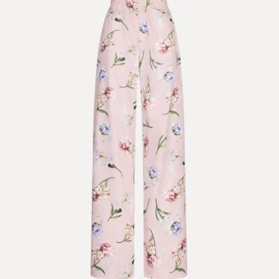 Oscar de la Renta Painted Iris Poplin Pant - Image 1