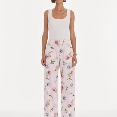 Oscar de la Renta Painted Iris Poplin Pant - Image 2