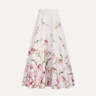 Oscar de la Renta Painted Iris Degrade Poplin A Line Skirt - Image 1