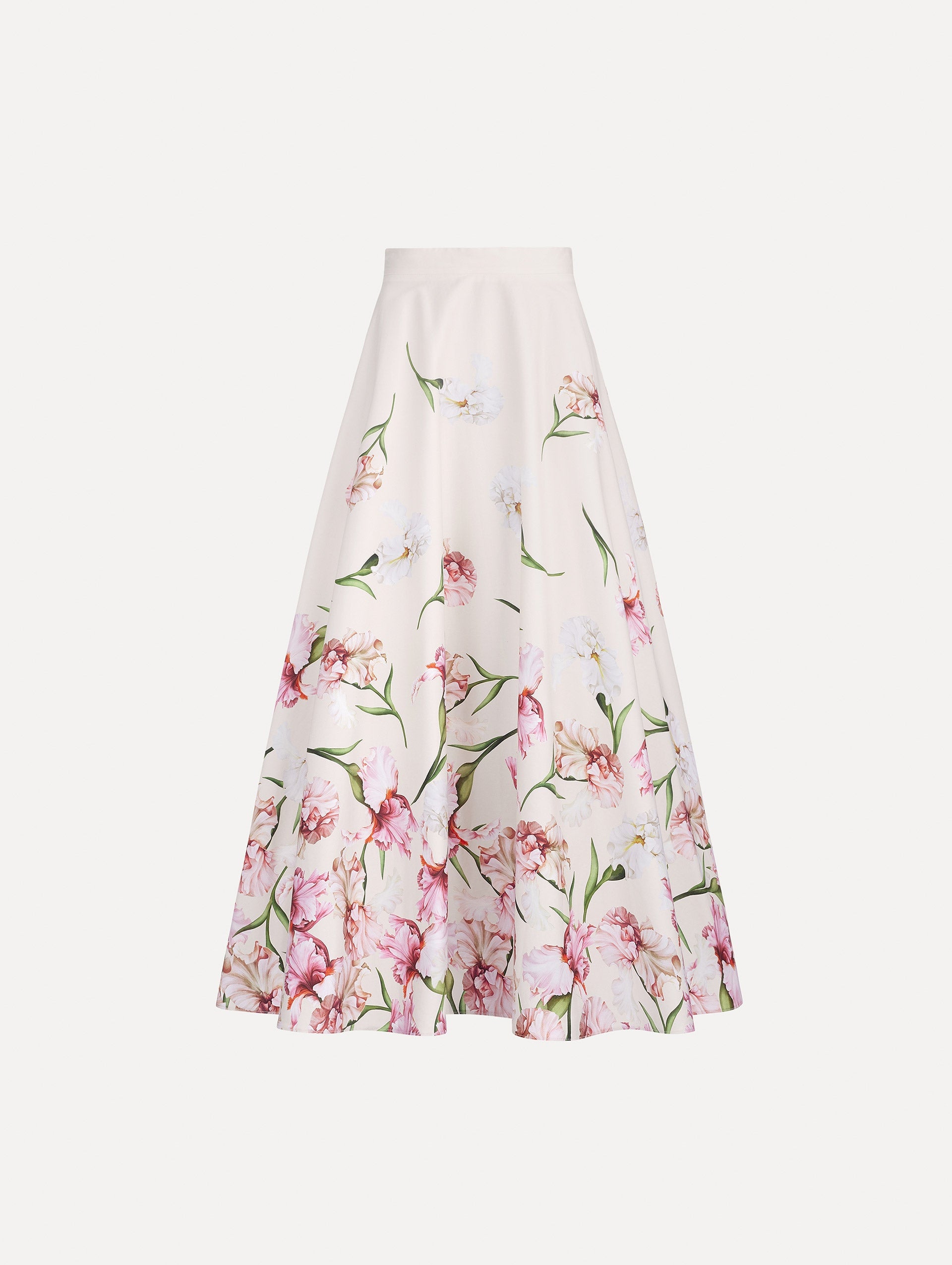 Oscar de la Renta Painted Iris Degrade Poplin A Line Skirt - Image 1