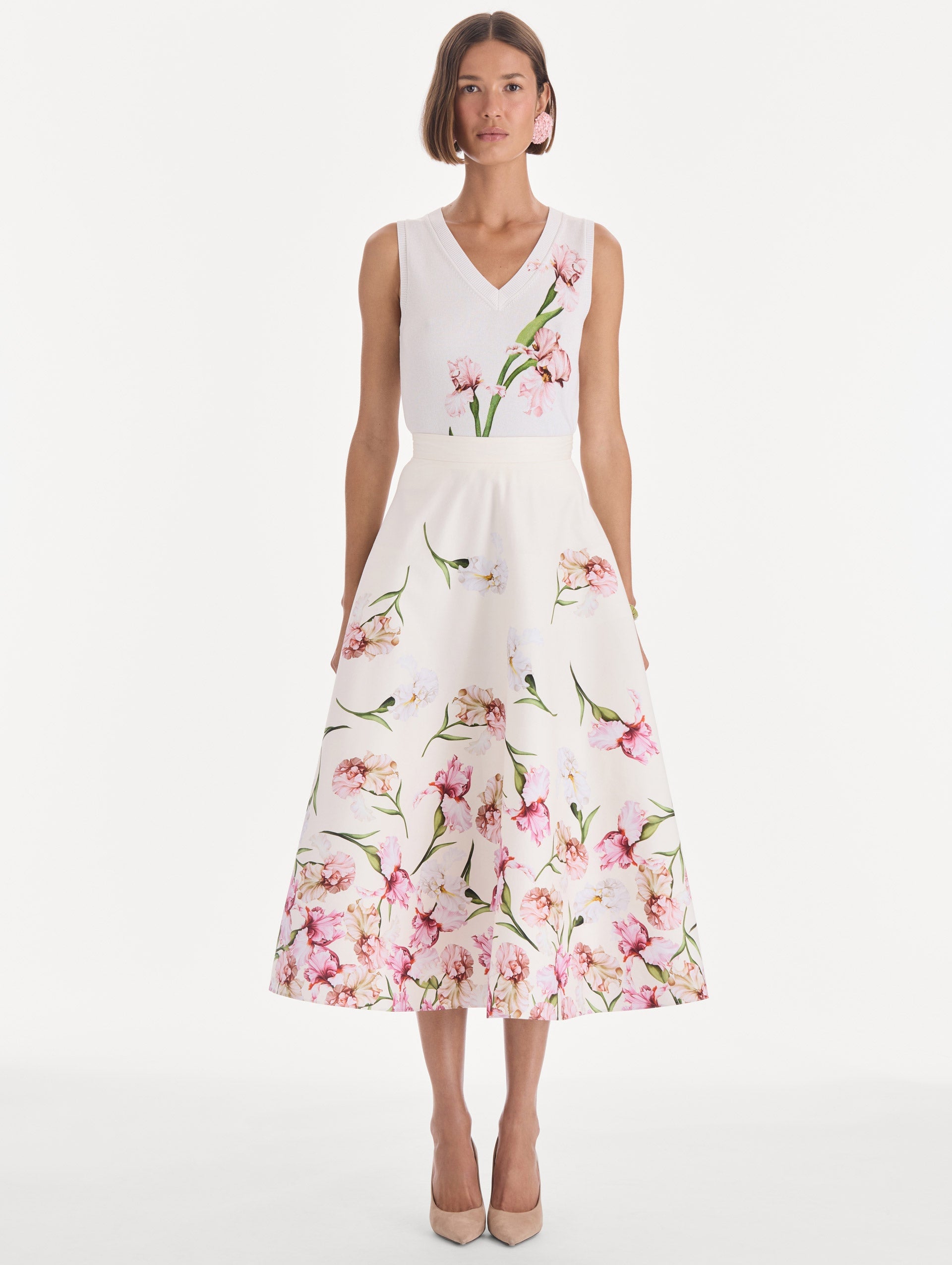MNODR041026042615759_2 Oscar de la Renta Painted Iris Degrade Poplin A Line Skirt - Image 2