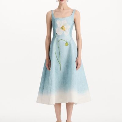 Oscar de la Renta Ombré Peony Faille Dress - Image 2