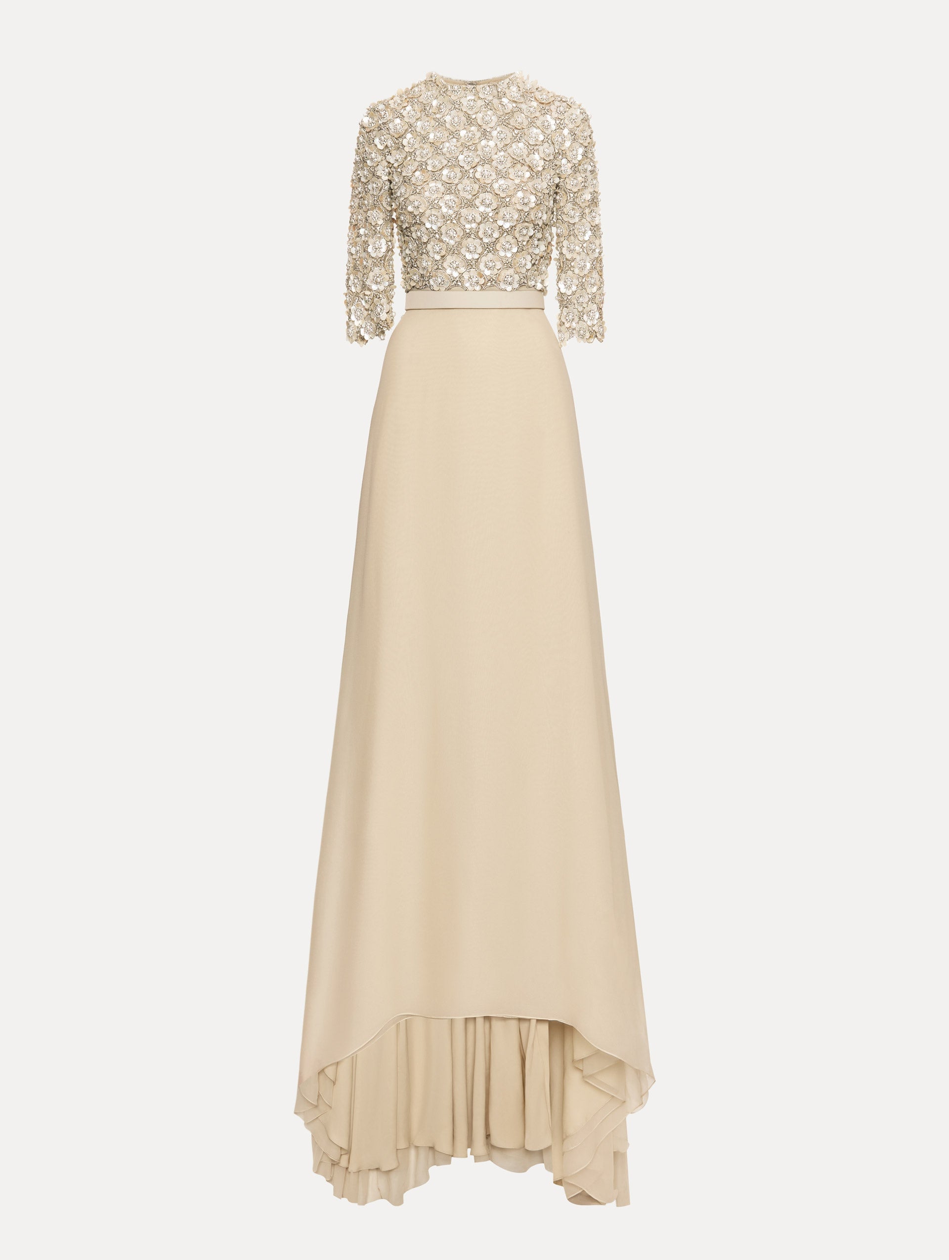 Oscar de la Renta Mother of Pearl Embroidered Gown - Image 1