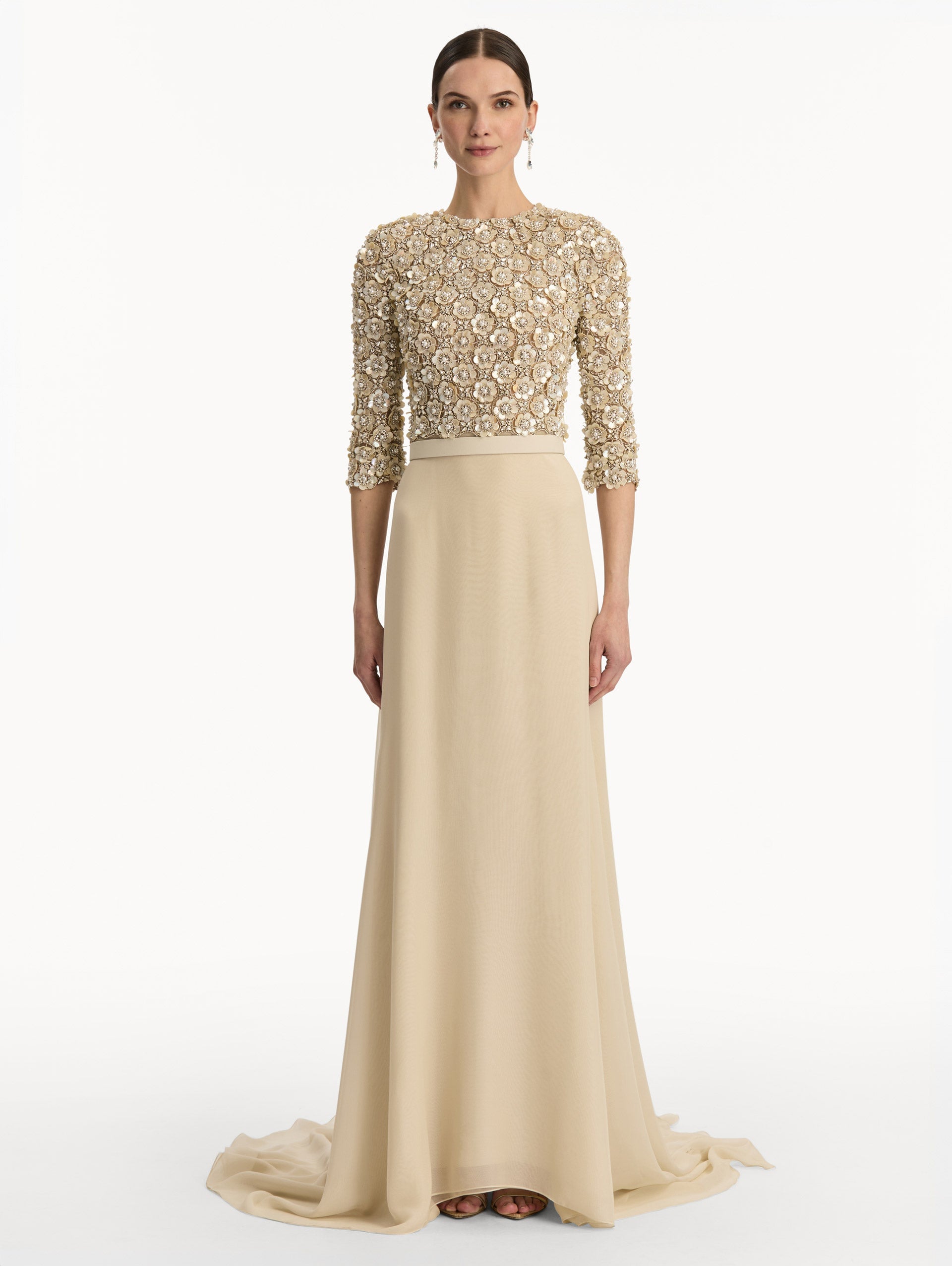 MNODR041026042615774_2 Oscar de la Renta Mother of Pearl Embroidered Gown - Image 2