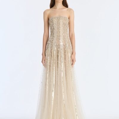 Oscar de la Renta Mixed Embroidered Degrade Gown - Image 1