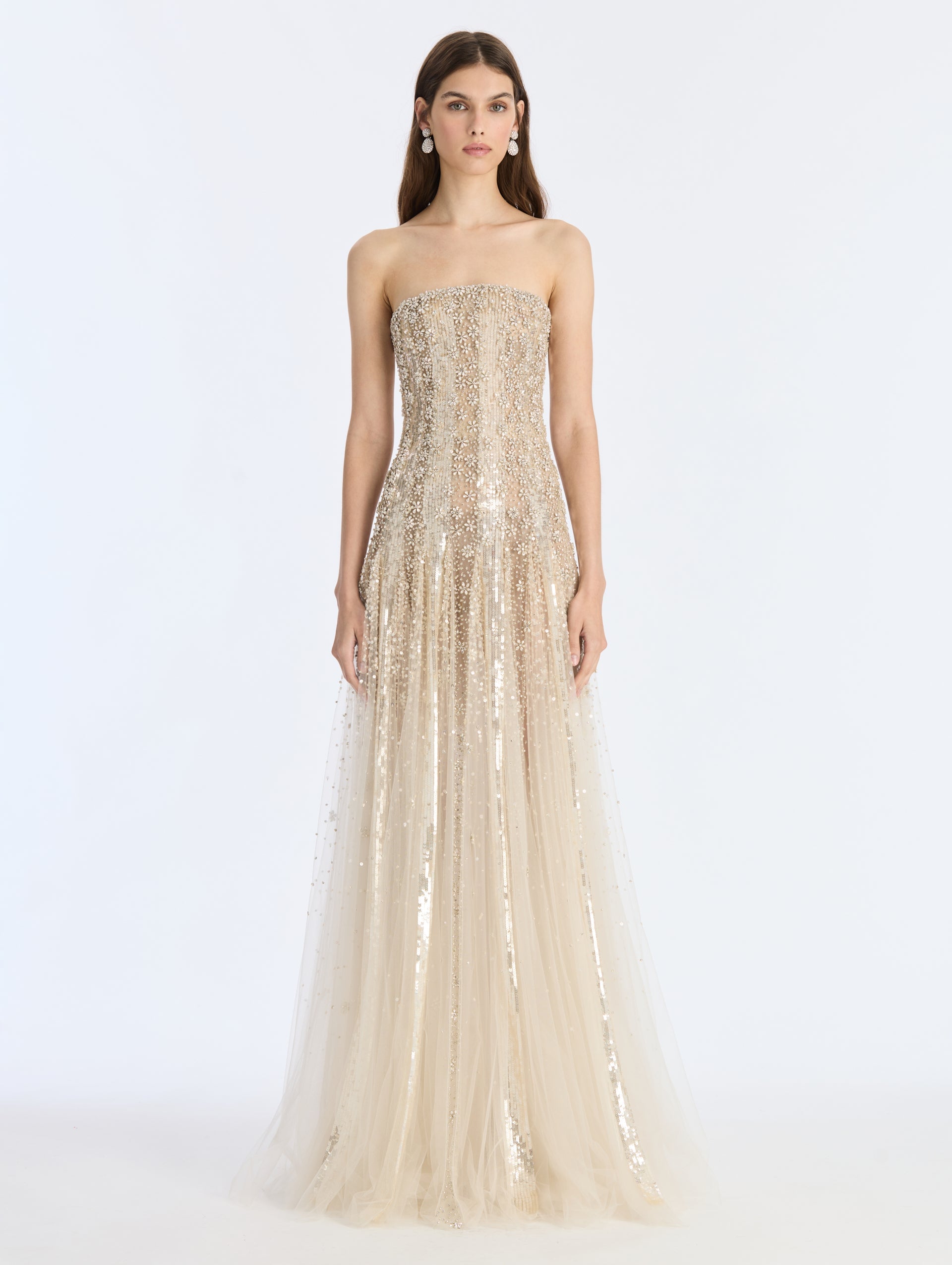 Oscar de la Renta Mixed Embroidered Degrade Gown - Image 1