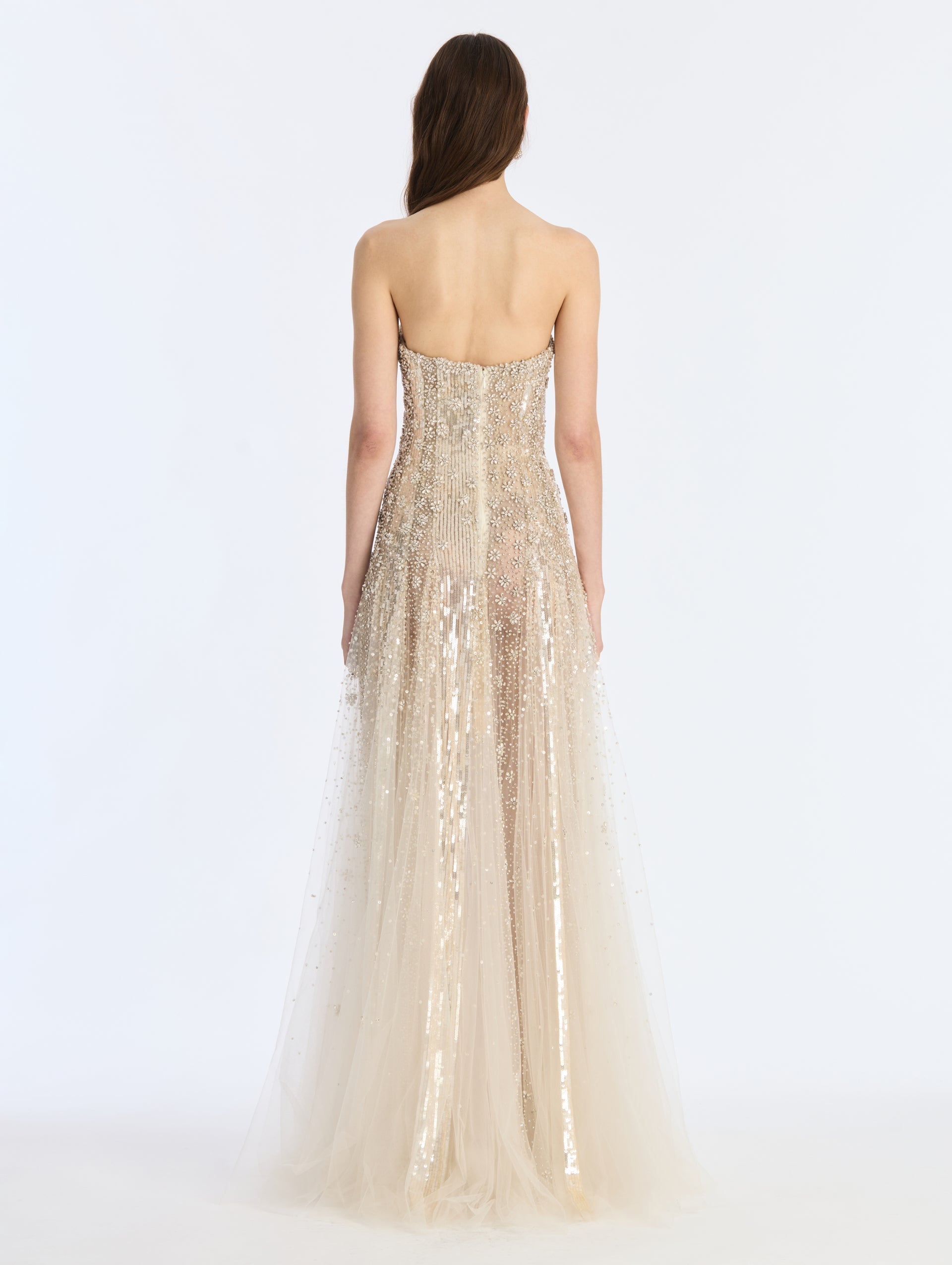 Oscar de la Renta Mixed Embroidered Degrade Gown - Image 2