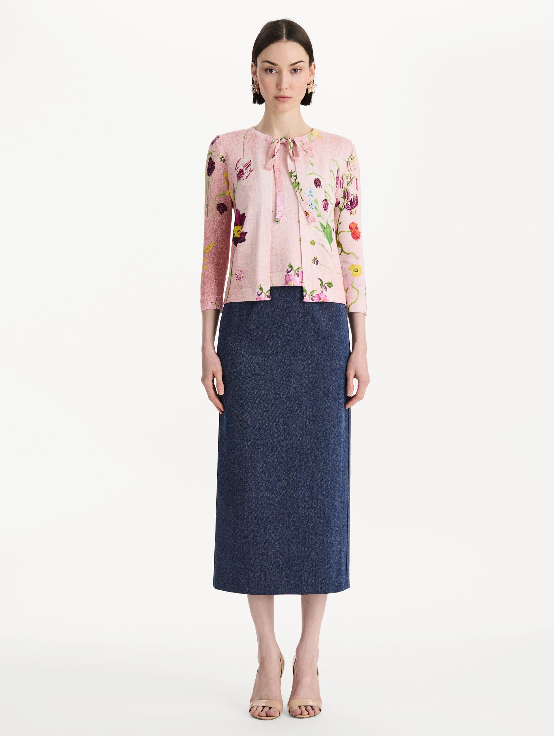 MNODR041026042615777_3 Oscar de la Renta Mixed Botanical Tie-Neck Cardigan - Image 3