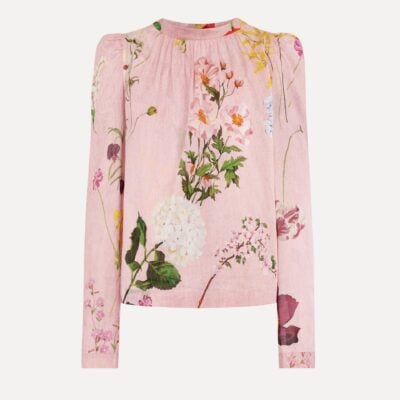 Oscar de la Renta Mixed Botanical Tie-Detailed Blouse - Image 1