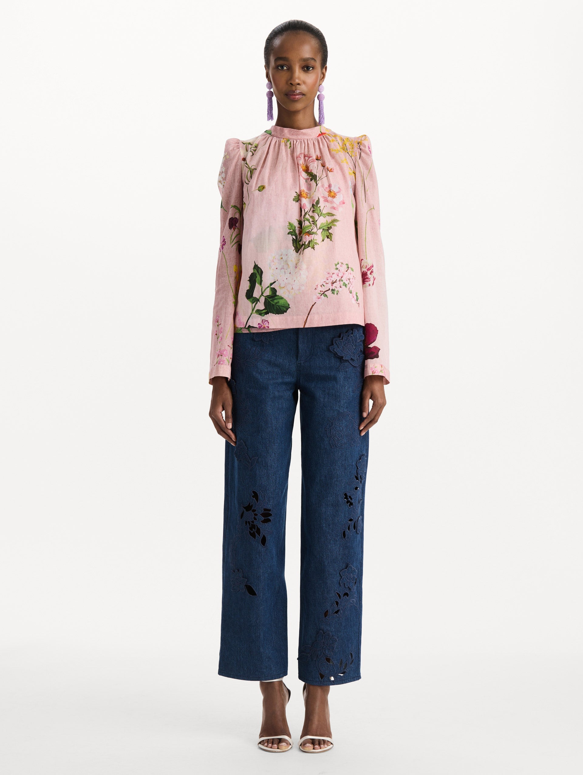 MNODR041026042615778_3 Oscar de la Renta Mixed Botanical Tie-Detailed Blouse - Image 3