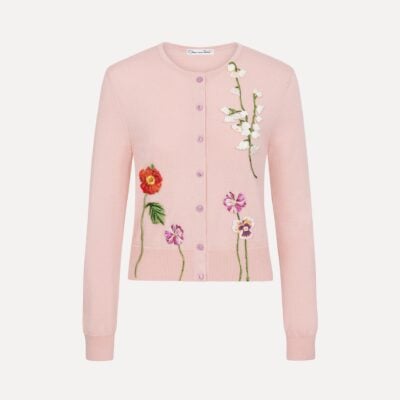 Oscar de la Renta Mixed Botanical Threadwork Cardigan - Image 1