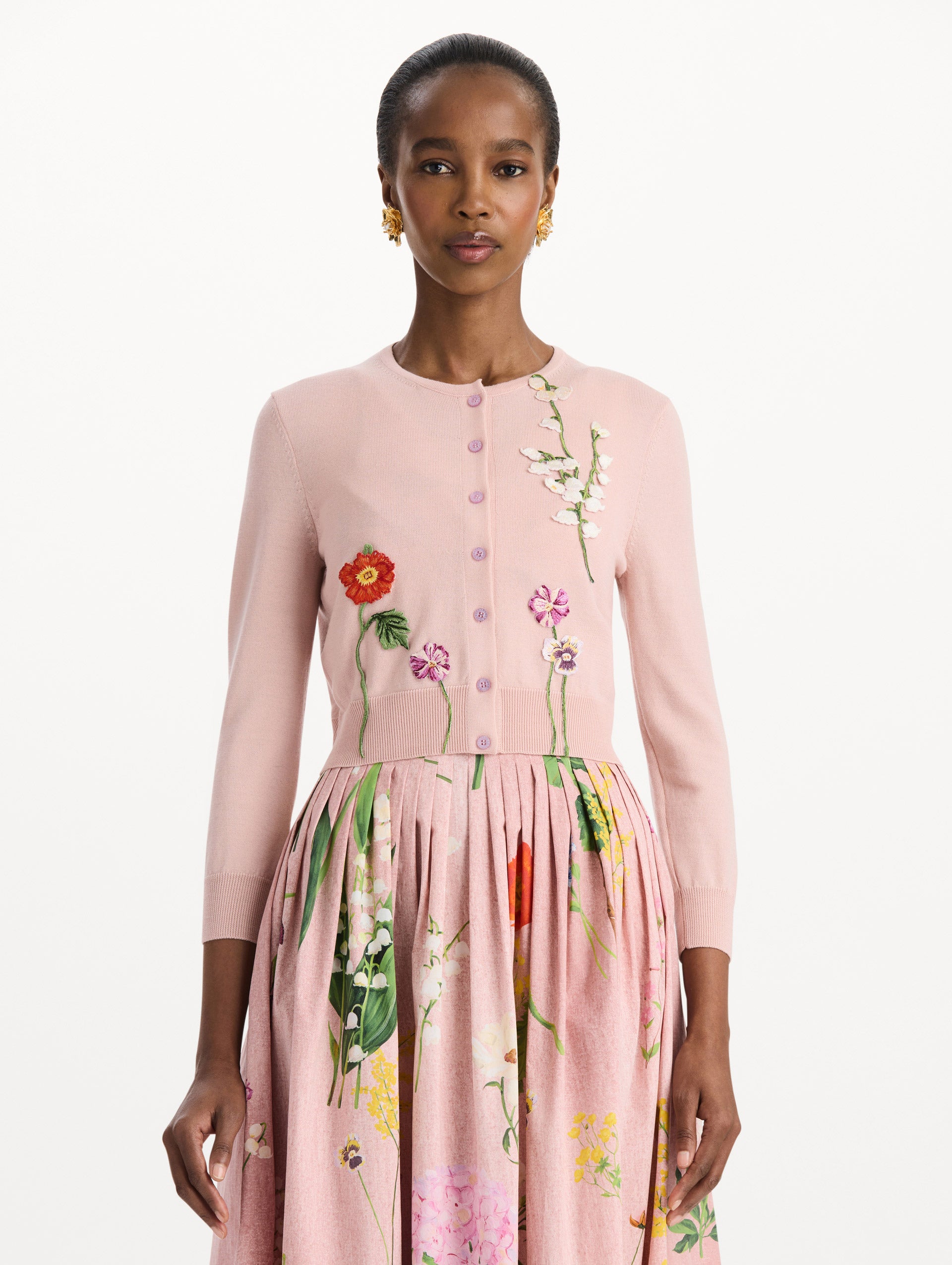 MNODR041026042615779_2 Oscar de la Renta Mixed Botanical Threadwork Cardigan - Image 2