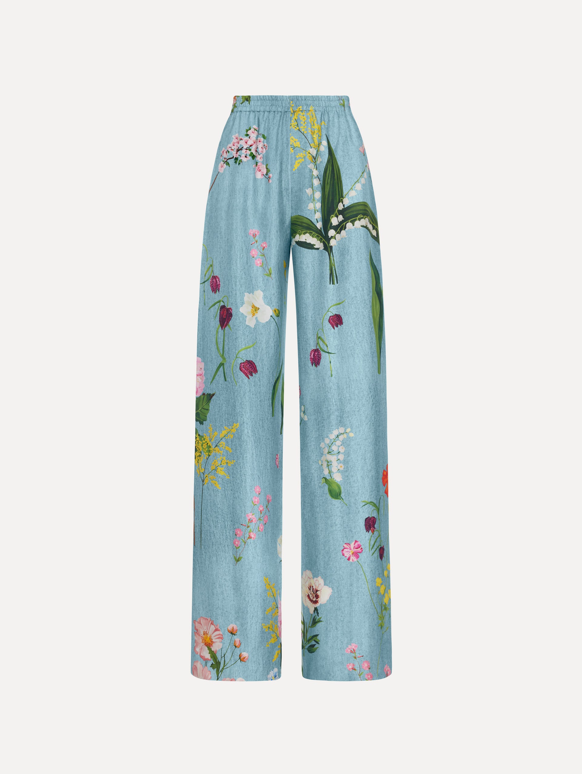 Oscar de la Renta Mixed Botanical Silk Twill Pant - Image 1