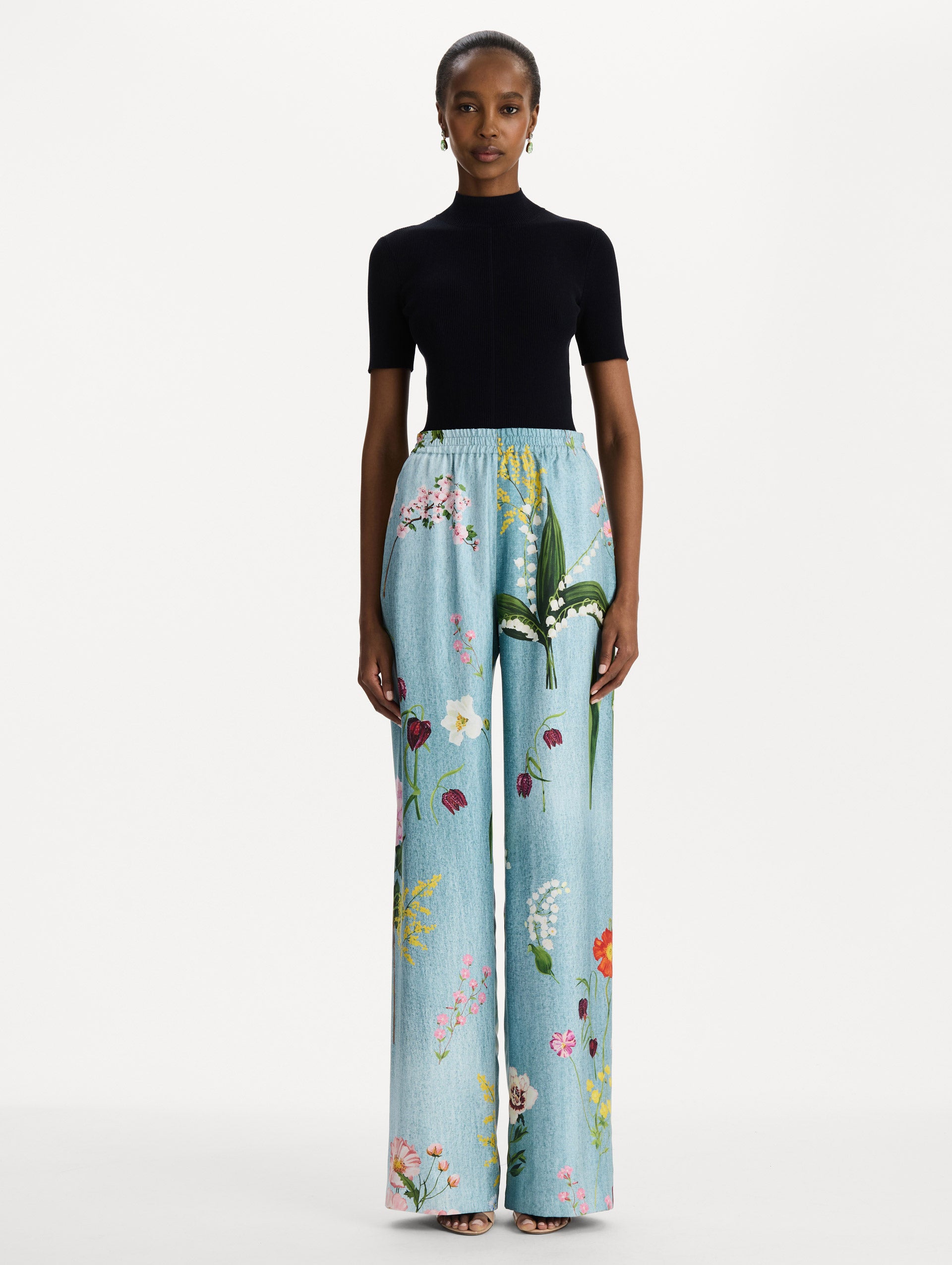 MNODR041026042615780_2 Oscar de la Renta Mixed Botanical Silk Twill Pant - Image 2