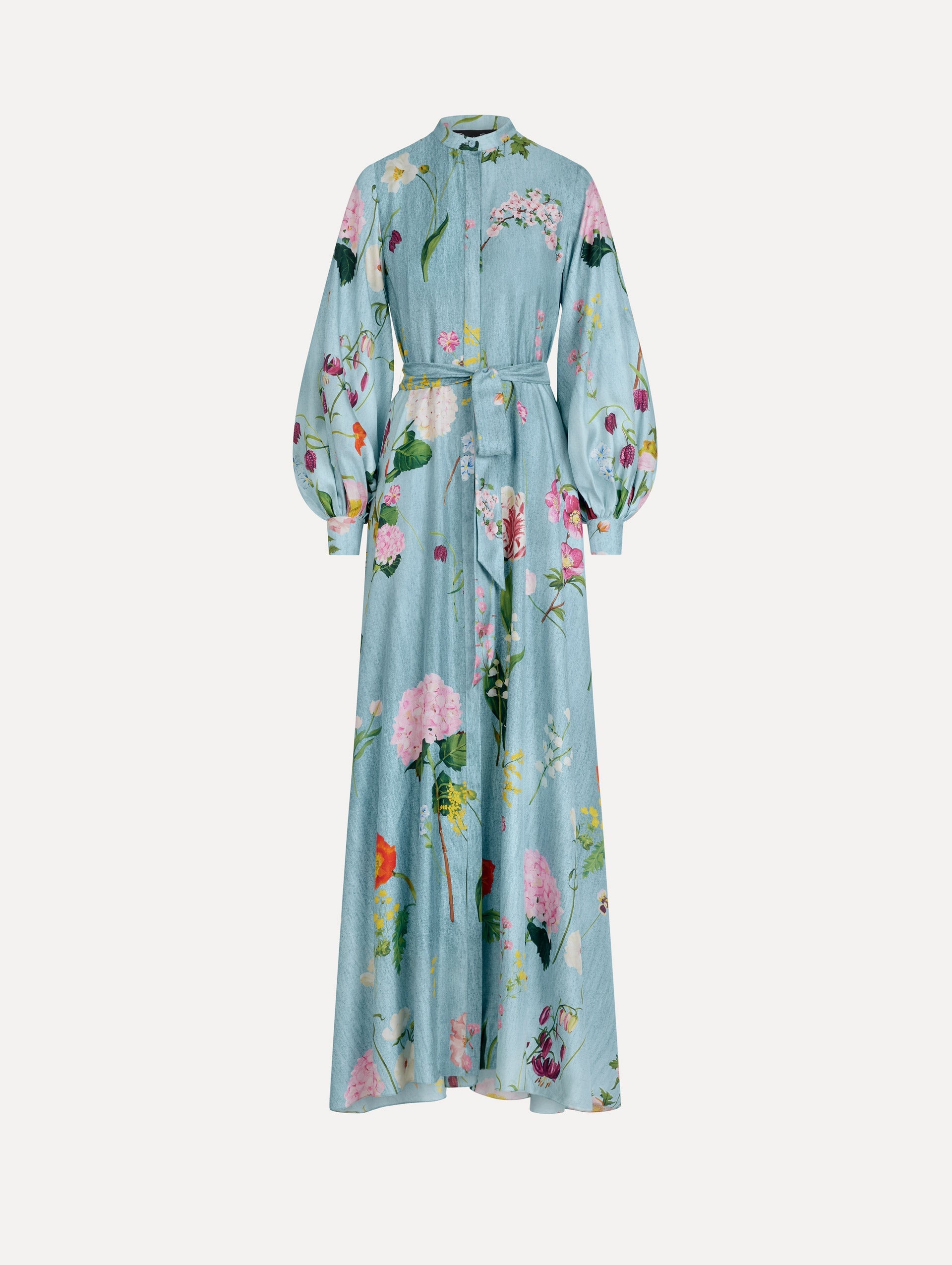 Oscar de la Renta Mixed Botanical Silk Twill Caftan - Image 1