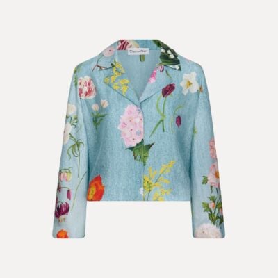 Oscar de la Renta Mixed Botanical Silk Twill Blouse - Image 1