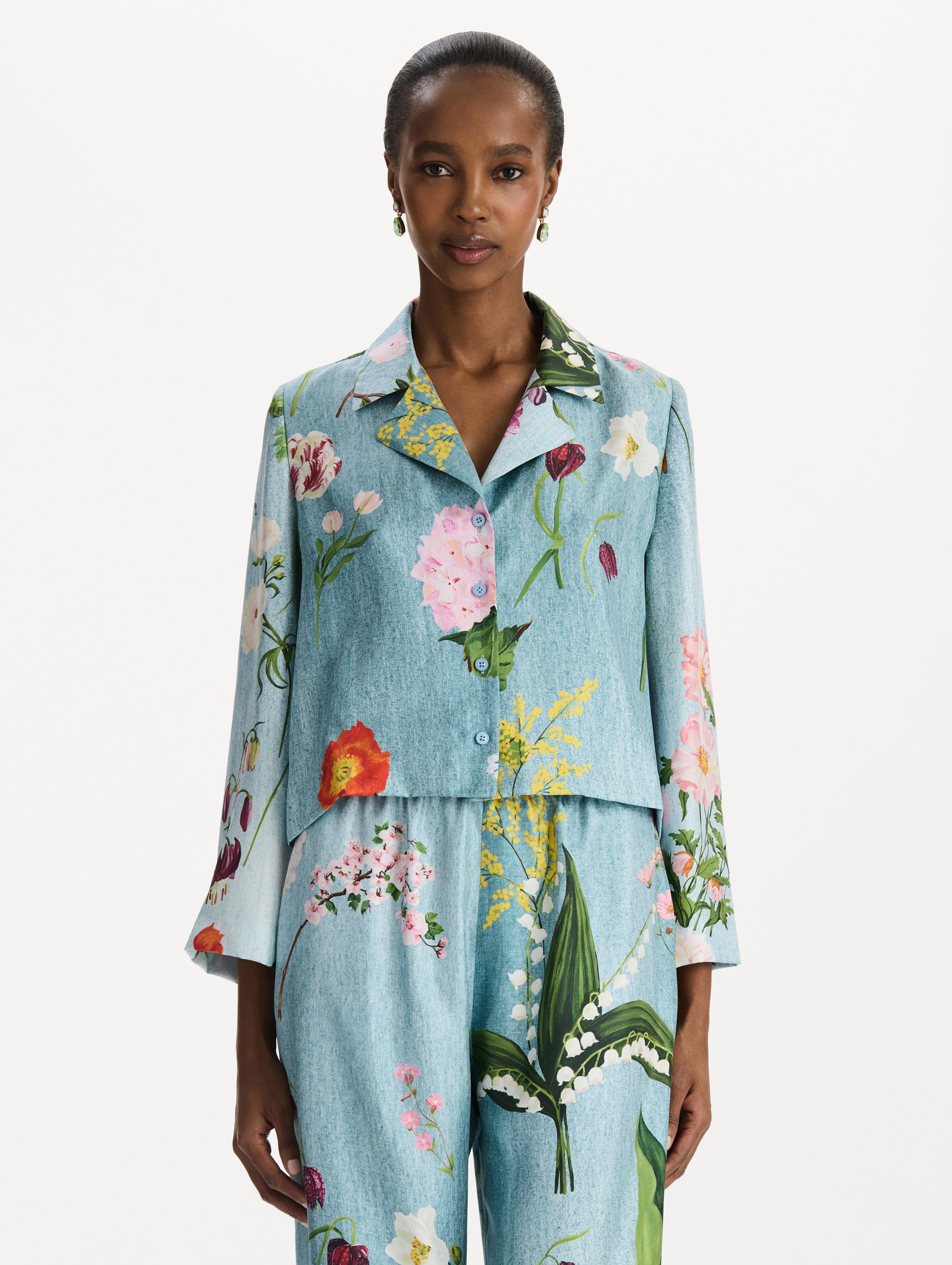 MNODR041026042615782_2 Oscar de la Renta Mixed Botanical Silk Twill Blouse - Image 2