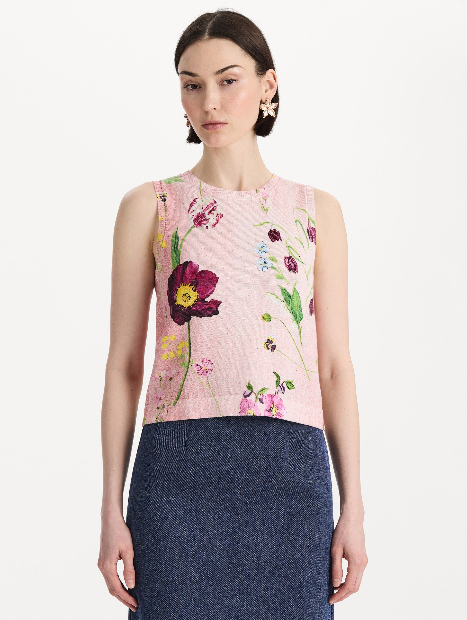 MNODR041026042615786_2 Oscar de la Renta Mixed Botanical Printed Tank - Image 2