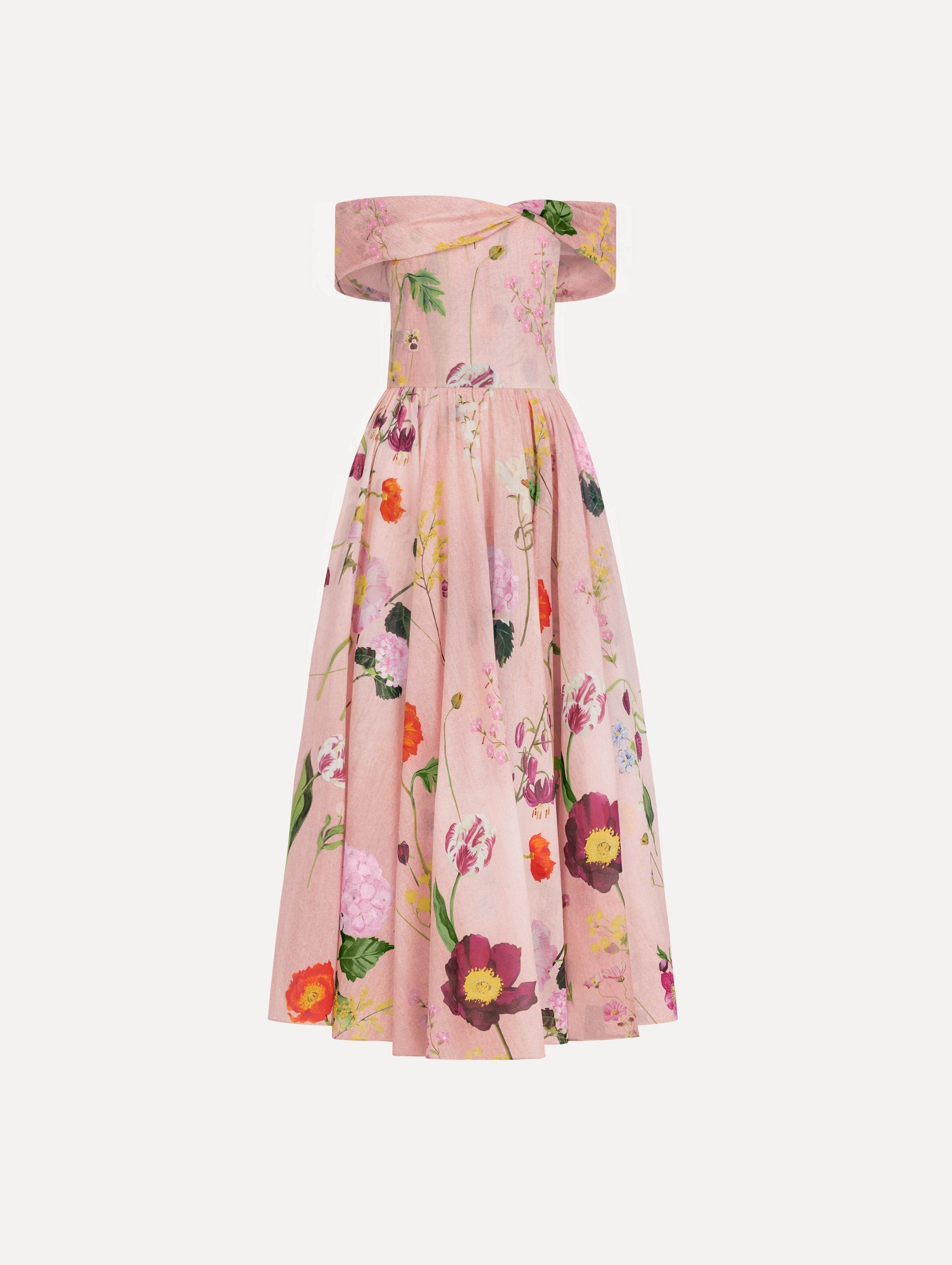 Oscar de la Renta Mixed Botanical Off-Shoulder Dress - Image 1