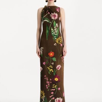 Oscar de la Renta Mixed Botanical Milano Jersey Dress - Image 2