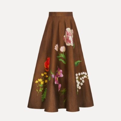 Oscar de la Renta Mixed Botanical Midi Skirt - Image 1