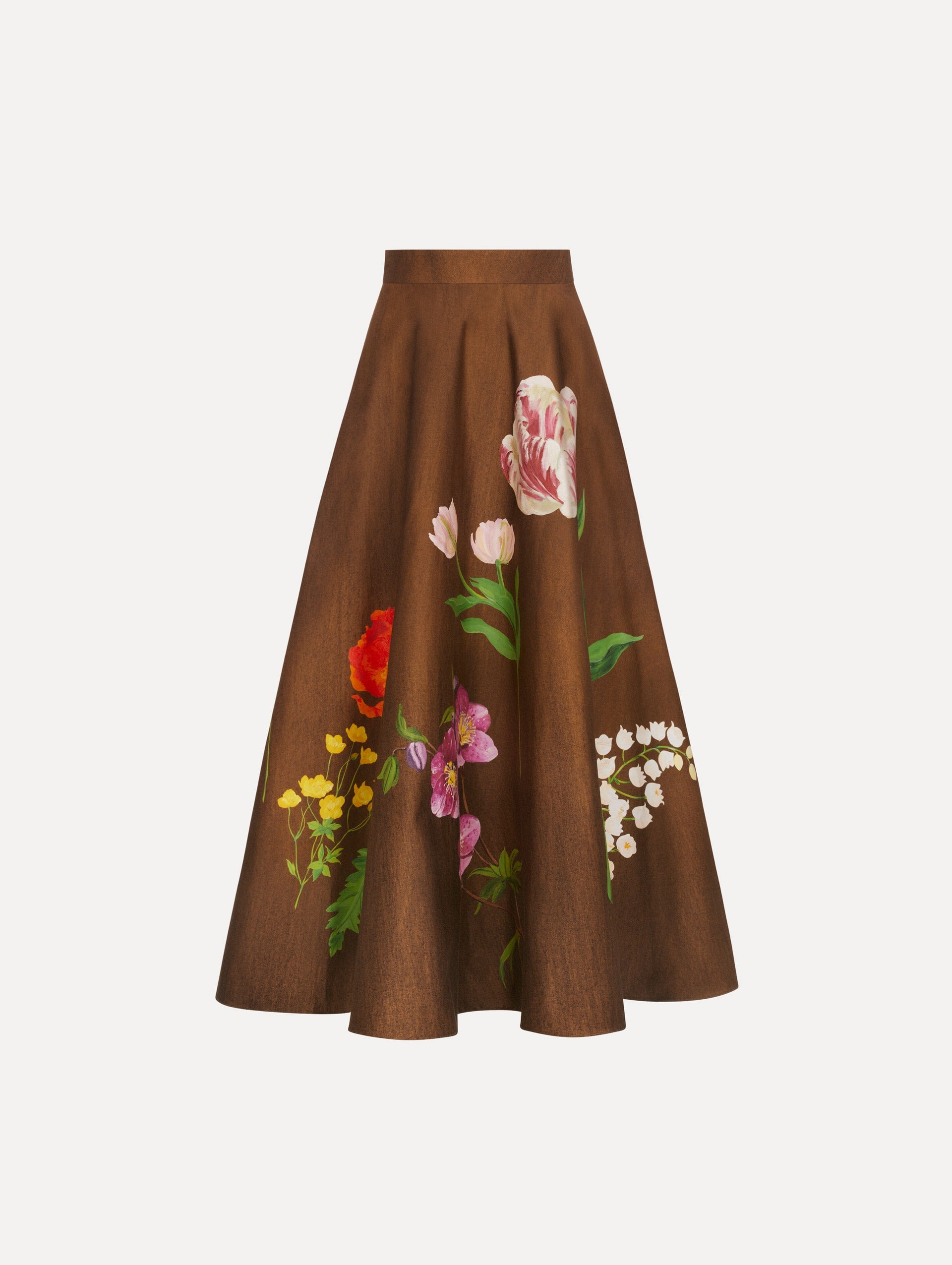 Oscar de la Renta Mixed Botanical Midi Skirt - Image 1