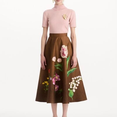 Oscar de la Renta Mixed Botanical Midi Skirt - Image 2