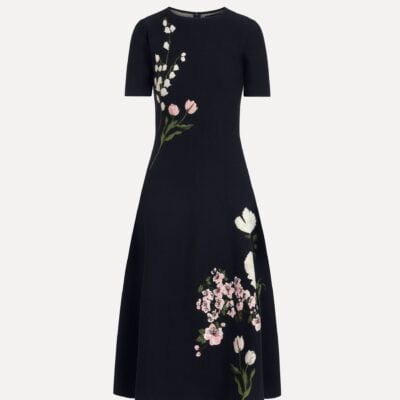 Oscar de la Renta Mixed Botanical Jacquard Dress - Image 1