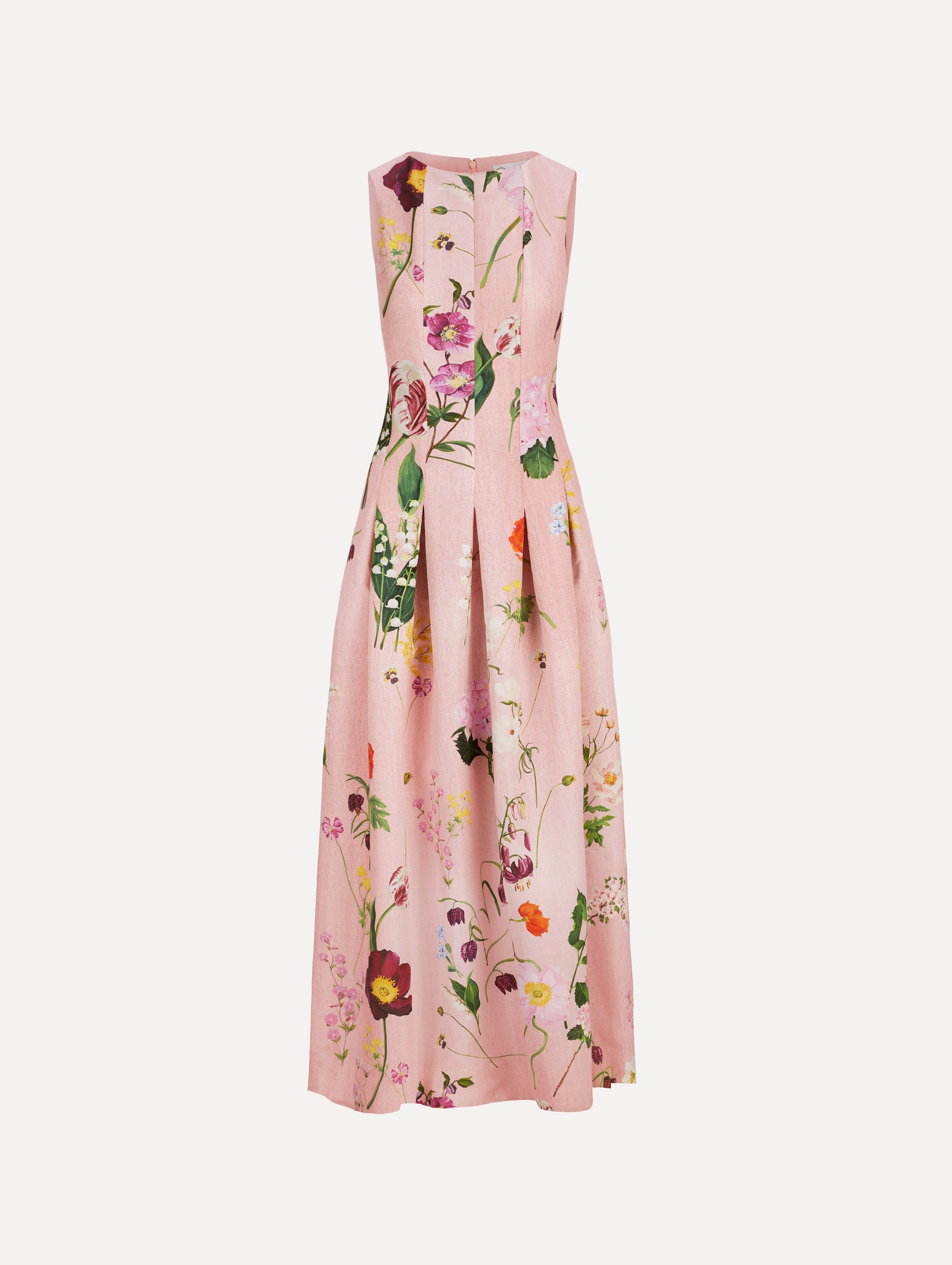 Oscar de la Renta Mixed Botanical Faille Sleeveless Gown - Image 1
