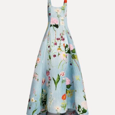 Oscar de la Renta Mixed Botanical Faille Gown - Image 1