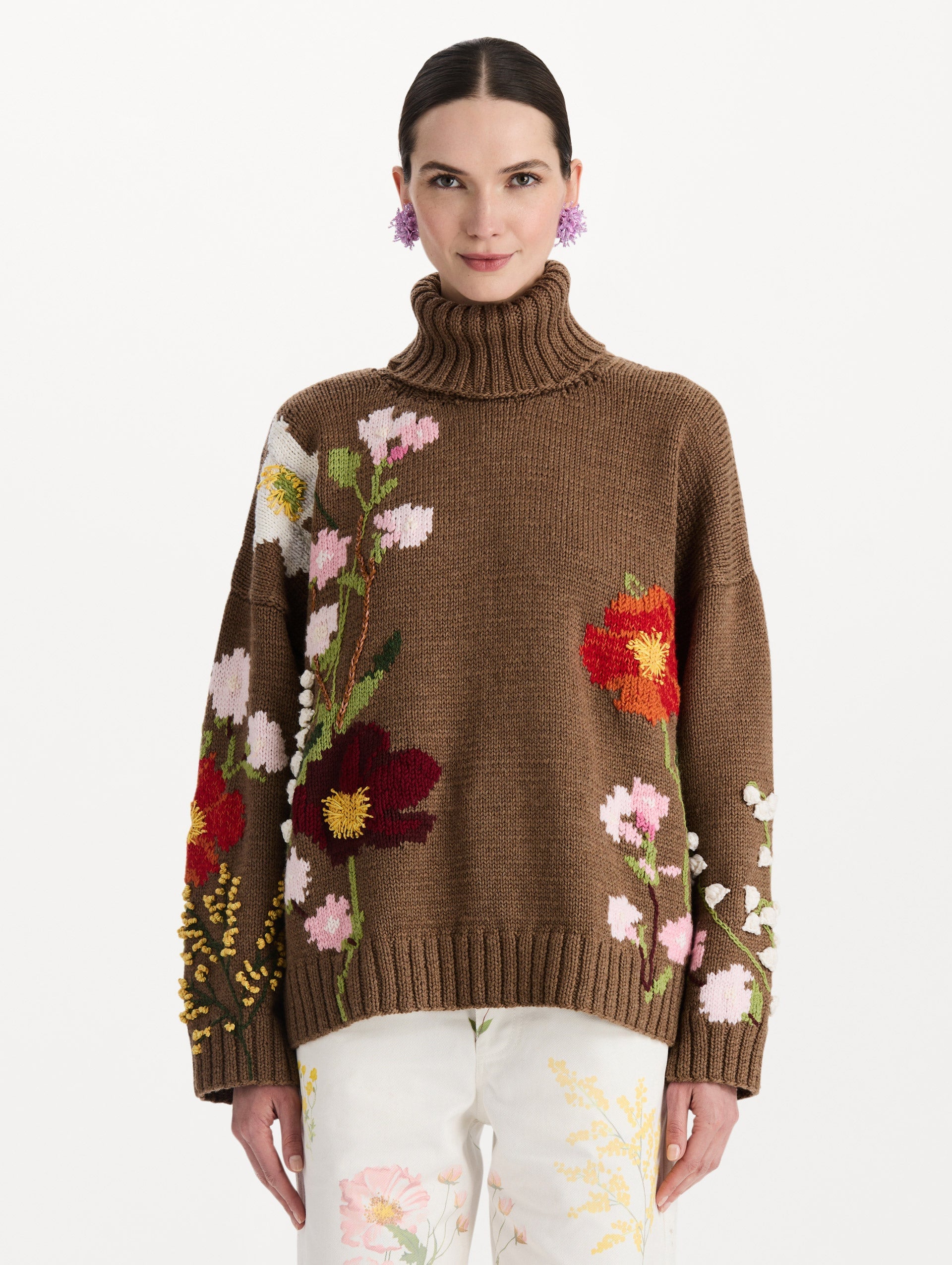 MNODR041026042615794_2 Oscar de la Renta Mixed Botanical Embroidered Oversized Pullover - Image 2