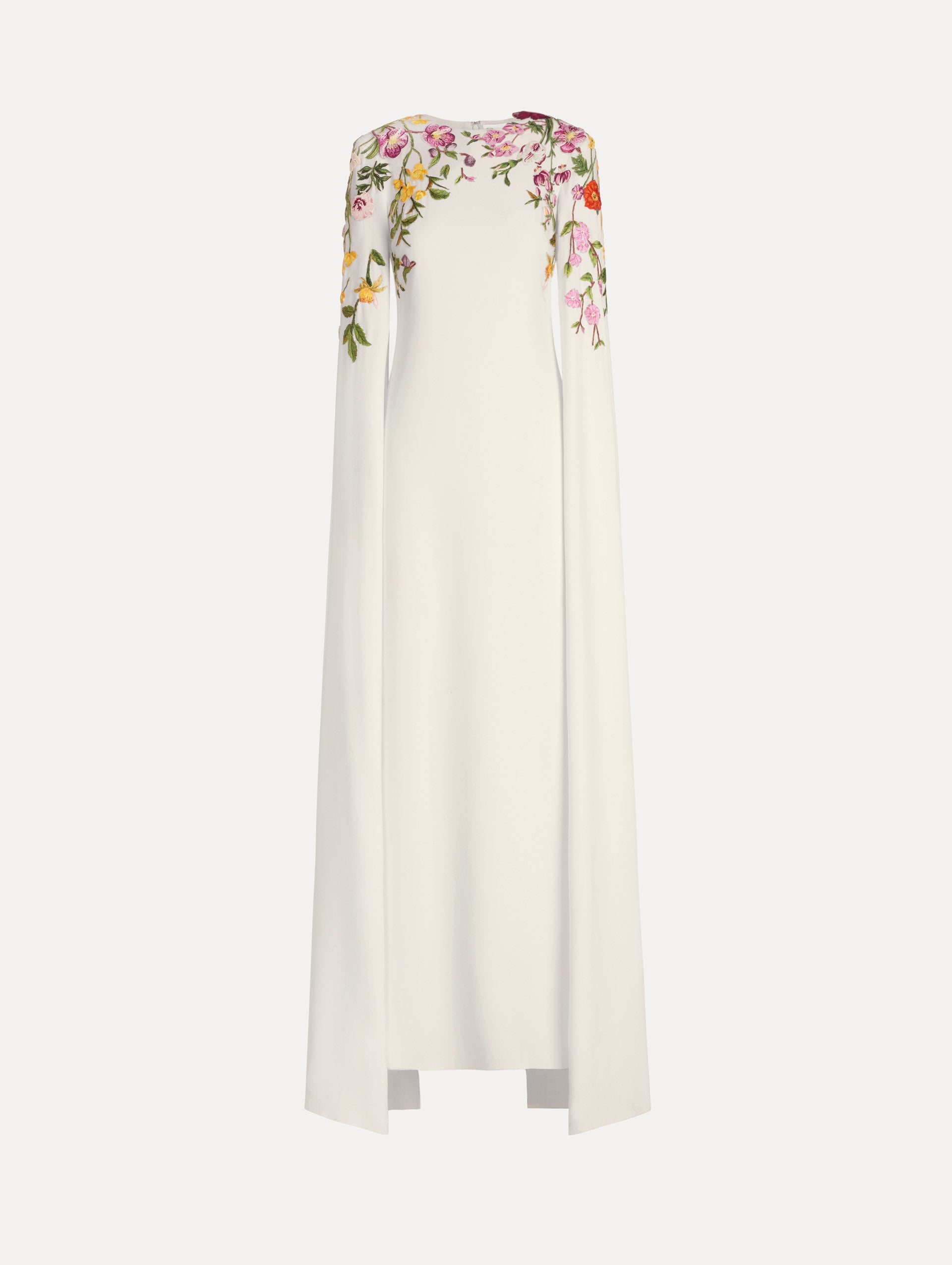 Oscar de la Renta Mixed Botanical Embroidered Georgette Caftan - Image 1