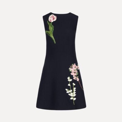 Oscar de la Renta Mixed Botanical Embroidered Dress - Image 1