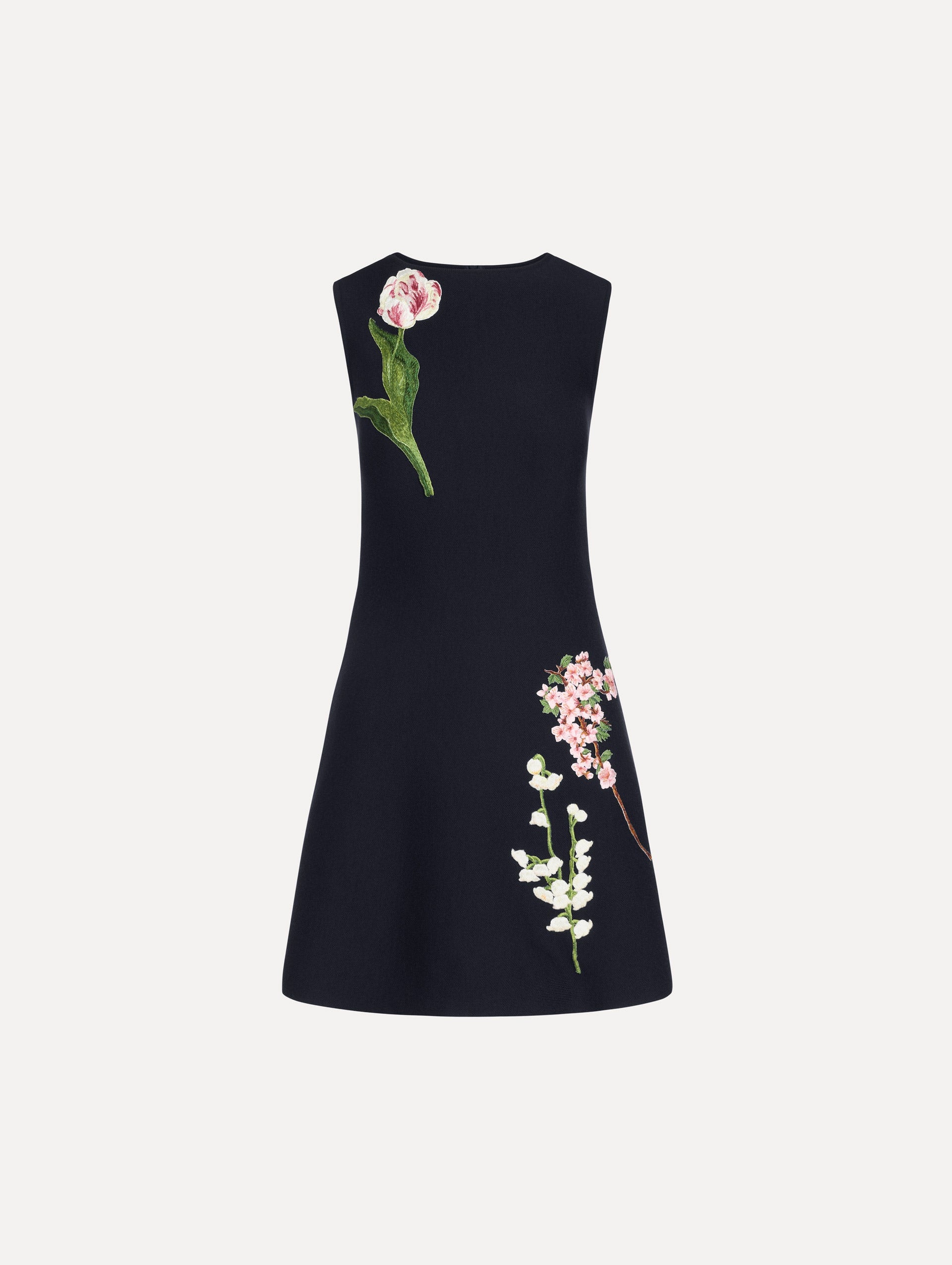 Oscar de la Renta Mixed Botanical Embroidered Dress - Image 1